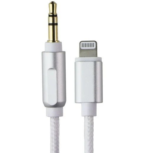 Acoustix (6-Ft) 3.5mm to 8-Pin Lightning Braided Auxiliary Cable - White 