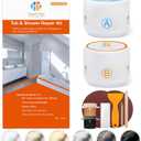 Tub, Tile and Shower Repair Kit (Color Match), 3.7oz Fiberglass Repair Kit, Porcelain Repair Kit White/Almond/Black/Bone/Bisque/Biscuit/Grey/Cream/Off White/Beige, Odorless Bathtub Paint