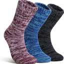 Merino Wool Boot Socks Thermal Winter Ski Thick Warm Hiking Socks for Women Men 3 Pairs (Large, Red Black Blue)