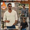 3 Pack Men's Thermal Shirts Big and Tall Fleece Lined Long Sleeve V Neck Base Layer Raglan Curved Hem Warm Tops (Blue)