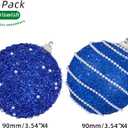 Royal Blue Christmas Ball Ornaments, Christmas Ball Decorations Shatterproof Plastic Hanging Pearl Balls for Holiday Party(90mm/3.54", 9ct)