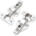 Probrico Soft Opening Kitchen Cabinet Hinges 2 Pairs (4 Pieces), Brushed Satin Nickel Face Frame Mounting Concealed Hinges for Kitchen Cupboard Hardware, with Mounting Screws