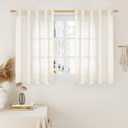 LAMIT Cream Linen Curtains 40 Inch for Small Window, Light Filtering Neutral Semi Sheer Window Boho Curtains Back Tab and Rod Pocket Panels for Kitchen/Living Room, 2 Panels, 34 x 40 Inch