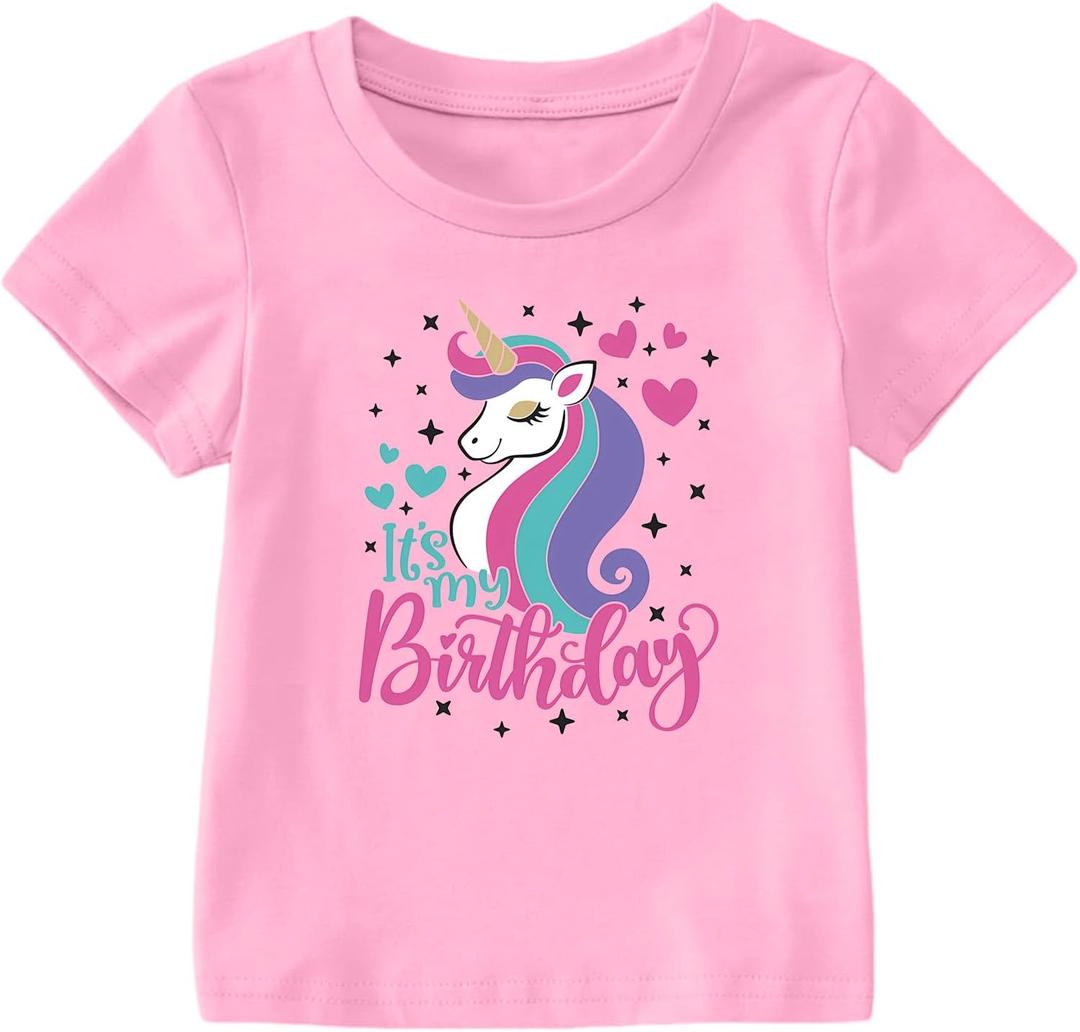It's My Birthday Shirt for Toddler Girls 1st 2nd 3rd 4th 5th Girls Birthday Party Outfit Short Sleeve Gift Tshirt (110, Pink
