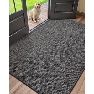 Color&Geometry Large Thin Front Door Mat Indoor Entrance Non Slip Rubber Backed, 32"x48" Indoor Door Mats for Entryway, Dirt Trapper Double Doormat, Washable Front Door Rugs, Charcoal Grey