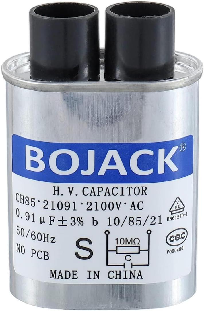 BOJACK 2100V 0.91uf Microwave Capacitor CH85 Connect Pin 1/4" Standard Terminal Compatible for Whirlpool and Amana Electrolux Ge Kenmore NO PCB
