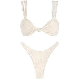 ZAFUL 2025 Cheeky Bikini Sets for Women High Cut Swimsuit Textured Ribbed Bikini Thong Bathing Suit S