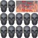 Skull Charcoal FireproofRefractory Imitated Human Skull Gas Log for Indoor or Outdoor Fireplaces, Fire Pits Halloween Decor