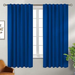 BGment Rod Pocket and Back Tab Blackout Curtains for Bedroom - Thermal Insulated Room Darkening Curtains for Living Room, 2 Window Curtain Panels (52 x 63 Inch, Classic Blue)