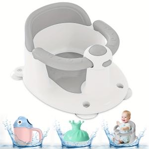 Baby Bath Seat for Babies 6 Months & Up, Bath Seats for Babies Sitting Up, 3 Baby Bath Toys, Open Design, Non-Slip, Compact Toddler Bath Seat