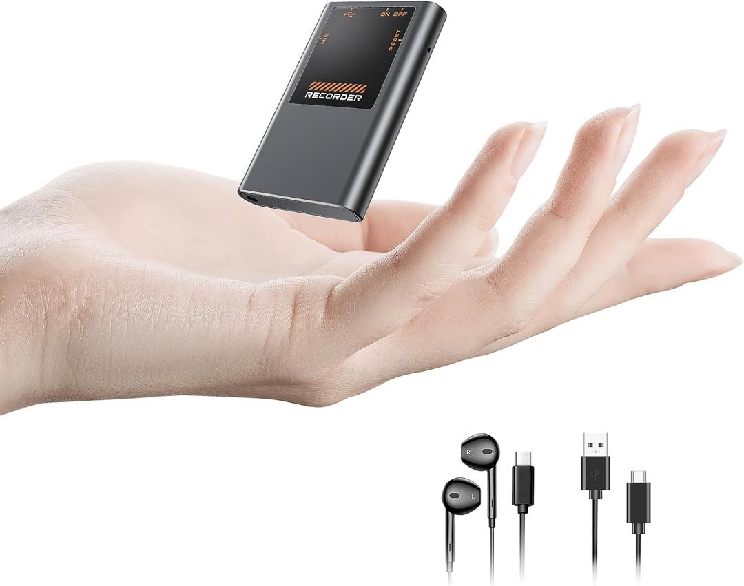 128GB Magnetic Voice Activated Recorder - (9600Hrs) Digital Voice Recorder with Playback, Dictaphone Recording Device Portable Tape Recorder with DSP 5.0-AI Noise Reduction for Work Lectures Meeting