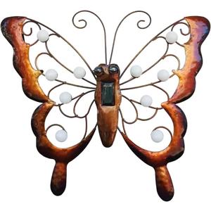 Metal Butterfly Solar Lighted Wall Art, Outdoor Garden Decor, Butterfly Art | BVLFOOK; outdoor decorative; Yard Decorations Outdoor For Garden Fence; Perfect Choice Of Mothers Day Gifts