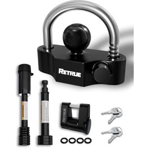 RETRUE Heavy-Duty Keyed-Alike Trailer Lock Set - Universal Coupler, Dual Hitch Receiver Pin, and Trailer Tongue Locks Included, Black