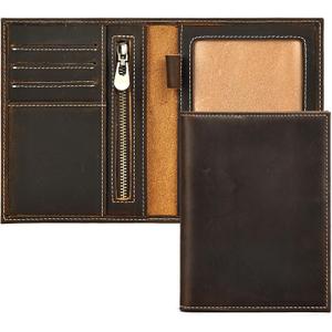 Genuine Leather Passport Holder Handmade Passport cover Lightweight Travel Bifold Passport Wallet dark brown
