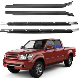 Door Belt Window Molding Weatherstrip Trim Seal Belt Front & Rear Compatible with Toyota Vehicle Tundra 2000-2006 Replace# 75740-0C022 75730-0C022 75720-0C010 75710-0C010 (4PCS)