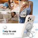 for iPhone 17 Pro Case for Women Girls with Stand,【Compatible with MagSafe】,【Camera Control】,【Full Camera Protection】, Cute Wave Magnetic Phone Case for iPhone 17 Pro,Stone
