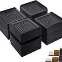 ANNKUT Bed Risers 3 inch Heavy Duty,Furniture Risers for Desk Table Sofa Couch Lifts to 1.5 or 3 inch, Square Adjustable Risers Blocks, Support Up to 1,300 Lbs4 Pack-Black