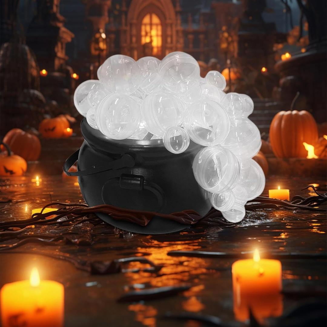 Witch Decor, Cauldron, Halloween Decorations, Interiors Witch Jar Pot Set, Luminous Pot, Bubbling Appearance, Create Festive for The Ghostly Season, 20 Minutes Preparation Time (White)