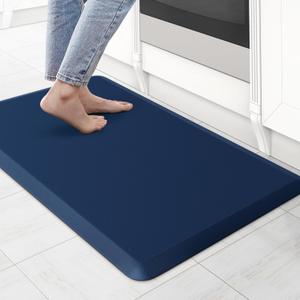 KitchenClouds Kitchen Mat Cushioned Anti Fatigue Rug 17.3"x28" Water Resistant Non Slip Standing Desk Mat Comfort Floor Mats for Kitchen House Sink Office (Blue)