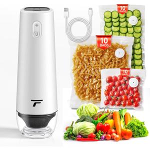 Vacuum sealer for food, Chefs Design to Preserve Freshness, Compact Handheld Vacuum Sealer with 30 Reusable Bags, Professional-Grade for Food Storage Savers, Pebble