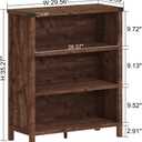 BON AUGURE Rustic Short Bookshelf, 3 Shelf Bookcase, Small Wood Low Book Cases/Shelves, Farmhouse Storage Tier Book Shelves for Home Office, Living Room, Small Space (Rustic Oak), 29.52W*12.59D*35.23H