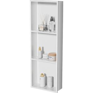 No Tile Needed Shower Niche - 304 Stainless Steel Niche Shower with 3- Tier Shelves Recessed Wall Niches for Bathroom Storage (White, 36 X 12 X 4.13 Inches, 3)