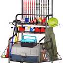 Fishing Storage Organizer Fishing Pole Holders for Garage Fishing Tackle Storage 3 Layer Fishing Rack Carts with Fishing Rod Holder Fishing Gear Storage (Dark Black)