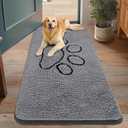 Smiry Dog Door Mat for Muddy Paws, Absorbent Dirt Trapper Non Slip Quick Dry Washable Chenille Mat for Mud Dogs, Entry Rug for Indoor and Outdoor (48x30 Inches, Grey and Black)