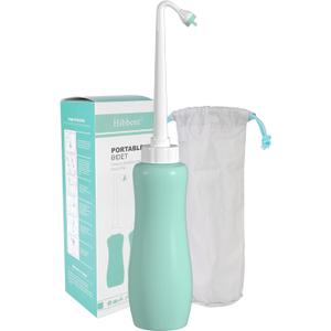 Hibbent Portable Bidet Sprayer and Travel Bidet with Hand Held Bottle for Personal Cleansing, Extended Nozzle Spray for Childbirth, Personal Hygiene, Outdoor, Camping with Travel Bag- 22oz/ Green