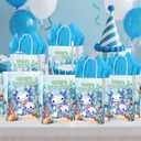 TAKEALOOKO 16 Pcs Axolotl Party Favor Bags - Axolotl Birthday Gifts Bags with Wrap Paper, Blue Cartoon Amphibian Themed Candy Goodie Bag for Kids Birthday Baby Shower Parties Supplies