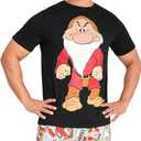 Disney Grumpy Pajamas for Men Short PJs Set Lounge Set Funny Dad Sleepwear (Large, Black/Grey)