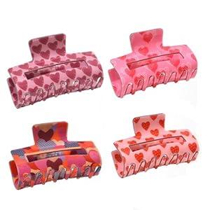 Paderison 4Pcs Hair Clips Checkered Claw Clips for Women Brown Rectangle Hair Clip Strong Hold Claw Y2K Hair Accessories for Thin Thick Hair (Multicolored)