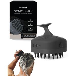 Black Wolf Sonic Scalp Scrubber - Electric Hair & Scalp Massager Brush with 3-Speed Oscillation - Rechargeable Shower Brush & Head Scrubber with Soft Silicone Bristles for Deep Clean & Exfoliation