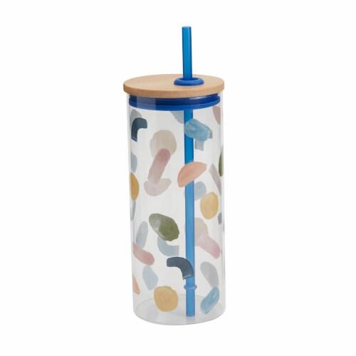Multi-function Glass Cup with Lid Transparent Juice Tumbler with Straw for Cold Beverages for Home Cafes and Parties 20 oz