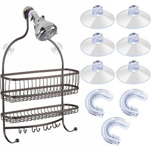 6 PCS Bathroom Shower Caddy Connectors, Shower rack not included, with 3 Pieces Rubber Rings Bathroom Decor Replacement Suction Cup Holders, Transparent Showers Suction Easy to Attach