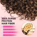 REECHO Curly Hair Extensions - 4PCS 18" GoGo Curly Clip in Hair Extensions 100% Super Protein Hairpieces with Invisible Lace Weft Silky Natural Look for Women - Chocolate Brown with Golden Highlights