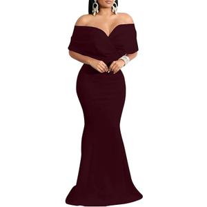 Formal Dresses for Women Evening Party Elelgant Mermaid Cocktail Floor Length Prom Long Dress with Zipper (Medium, Burgundy)