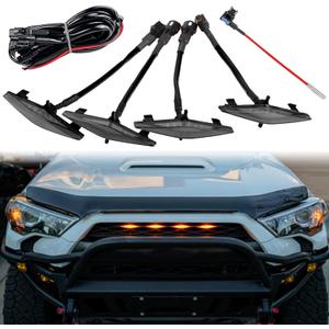 LED Grill Lights for 2014-2023 Toyota 4Runner TRD Pro Grille, Including SR5, TRD off-road, Limited, TRO Pro Models Raptor Style LED Light (Amber light with black housing)