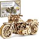 WOODEN.CITY Cruiser V-Twin Motorcycle 3D Puzzles for Adults - Wooden Model Kits to Build - Interactive Wooden Puzzle Motorcycle Kit - Hobbies for Men