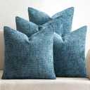 MIULEE Pack of 4 Couch Throw Pillow Covers 18x18 Inch Smoke Blue Soft Decorative Chenille Pillow Covers Farmhouse Accent Cushion Covers for Boho Spring Home Decor Sofa Bedroom Living Room