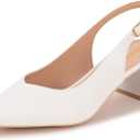 Frank Mully Women's Slingback Heels Pointed Toe Work Pumps Comfortable Chunky Pumps Closed Toe Stylish Dressy Shoes (8.5)