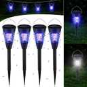 Qualirey 4 Pack Solar Bug Zapper & Mosquito Killer Outdoor Waterproof Cone-Shaped LED Light Mosquito Repellent for Patio, Garden, Yard, Camping - Hanging/Insertion Design (White & Purple Light)
