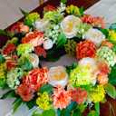 Spring Wreaths for Front Door Outside 24 Inch Luxury Summer Wreath with White Rose Flowers,Pink Dahlia & Green Hydrangeas,Lush Greenery Spring Front Door Wreath for Home,Wall,Porch Decor