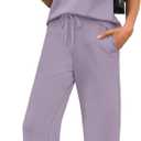 WIHOLL 2 Piece Sets for Women Casual Summer Travel Vacation Outfits Cap Sleeve Lounge Set (Medium, Purple)