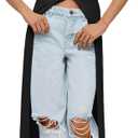 Saodimallsu Womens Crochet Long Cardigans Duster Button Up Bell Long Sleeve Ruffle 2026 Summer Boho Beach Cover Ups (Black) Small