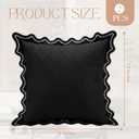 Novabright 2 Pack Outdoor Waterproof Pillow Covers Decorative Farmhouse Garden Pillowcase Scalloped Throw Cushion Cases for Patio Porch Tent Sofa Living Room Decor (Black,18 x 18 Inch)