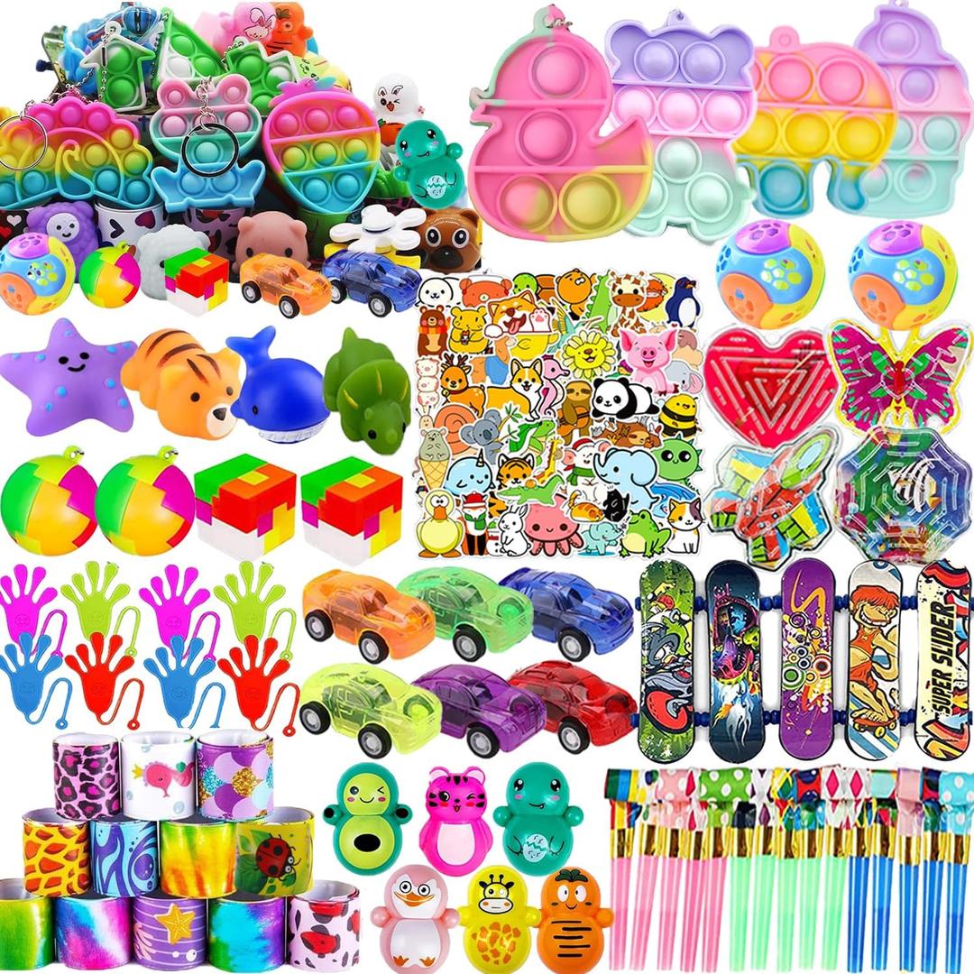 118 Pcs Party Favors for Kids, Pop Fidget Treasure Box Toys for Classroom, Prizes for Kids Classroom, Goodie Bag Stuffers, Pinata Stuffers Filler, Carnival Prizes Birthday Return Gifts for Ages 4-8-12
