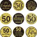 Tenare 504 Pieces Black and Gold Birthday Party Favor Stickers Cheers to Label Stickers Mini Chocolate Candy Wrappers for Birthday Party Decor(50th)