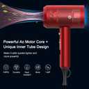 Slopehill Professional Ionic Hair Dryer, Powerful 1800W Fast Drying Low Noise Blow Dryer with 2 Concentrator Nozzle 1 Diffuser Attachments for Home Salon Travel (Agate Red)