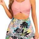 SHEKINI Women's Sexy Cutout One Piece Skirt Swimsuit Twist Front Ruched Swimdress Bathing Suit (1 Orange + Pink) X-Large